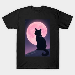 Pink moon cat T-Shirt